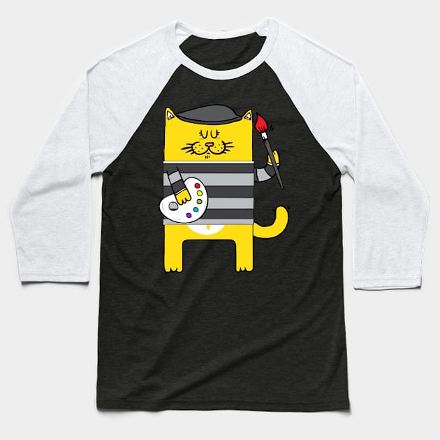 Pablo Meow-Casso Baseball T-Shirt by adrianserghie